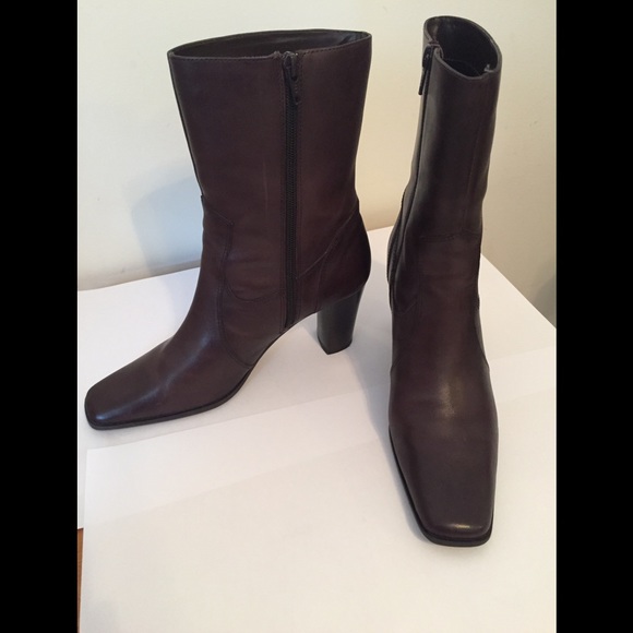 Style & co dark brown leather boots - Picture 1 of 3